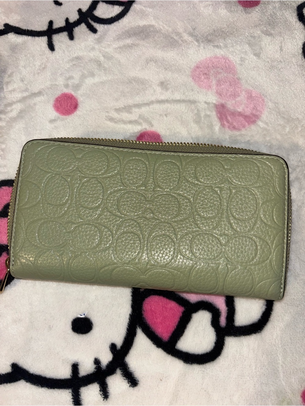 Coach Embossed Leather Zip Wallet in Pistachio Green